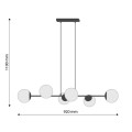Lampa wisząca 92cm złota szklane mleczne kule 6x E27