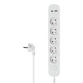 Listwa ochronna z wyłącznikiem 5 gniazd 16A  2 x USB biała 1.5 m