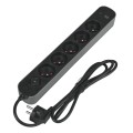 Listwa ochronna z wyłącznikiem 5 gniazd 16A  2 x USB czarna 1.5 m