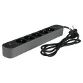 Listwa ochronna z wyłącznikiem 5 gniazd 16A  2 x USB czarna 1.5 m