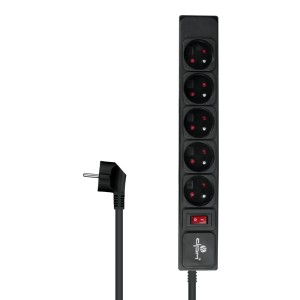 Listwa ochronna z wyłącznikiem 5 gniazd czarna 3m