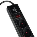 Listwa ochronna z wyłącznikiem 5 gniazd czarna 3m