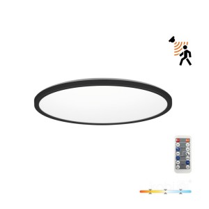 Plafon lampa sufitowa NIVERA okrągła czarna LED 18W 3CCT LX IP54 czujnik ruchu i zmierzchu Kobi