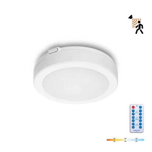 Plafon biały LED 12W wybór barwy IP65 średnica 20cm z czujnikiem ruchu i zmierzchowym Kobi