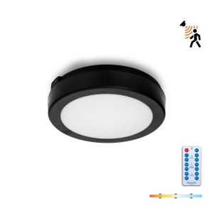 Plafon czarny LED 12W wybór barwy IP65 średnica 20cm z czujnikiem ruchu i zmierzchowym Kobi