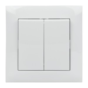 Włącznik podwójny z ramką biały NEXT NXT1008W DPM