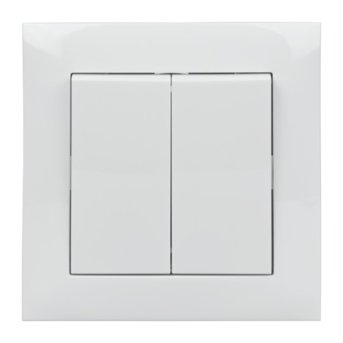 Włącznik podwójny z ramką biały NEXT NXT1008W DPM