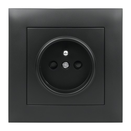 Gniazdo pojedyncze z uziemieniem z ramką czarne NEXT NXT1011B DPM