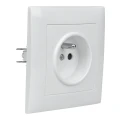 Gniazdo pojedyncze z uziemieniem z ramką białe NEXT NXT1011W DPM