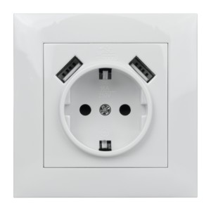 Gniazdo Schuko + 2 x USB z ramką, białe, NEXT NXT1035W DPM