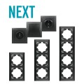 Gniazdo Schuko + 2 x USB z ramką, czarne, NEXT NXT1035B DPM