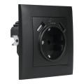 Gniazdo Schuko + 2 x USB z ramką, czarne, NEXT NXT1035B DPM