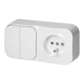 Łącznik natynkowy świecznikowy + Gniazdo pojedyncze ToDo, IP20, 2P+Z, biały
