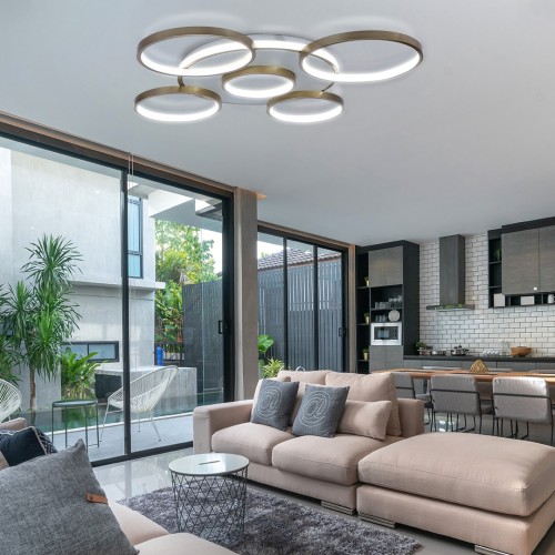 LAMPA DEKORACYJNA SUFITOWA 120W ZŁOTA +  PILOT  DL-Z03 SEMPRE - 444 DomenoLED