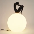 Lampa stołowa WOMAN-2 ,47 cm - czarna figura, biały klosz ST-6020-B black Step into Design