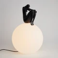 Lampa stołowa WOMAN-2 ,47 cm - czarna figura, biały klosz ST-6020-B black Step into Design