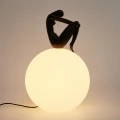 Lampa stołowa WOMAN-2 ,47 cm - czarna figura, biały klosz ST-6020-B black Step into Design
