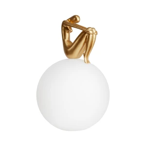 Lampa stołowa WOMAN-2 ,47 cm -złota figura, biały klosz ST-6022-B gold Step into Design