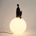 Lampa stołowa WOMAN-3 ,47 cm -czarna figura,biały klosz ST-6020-C black Step into Design
