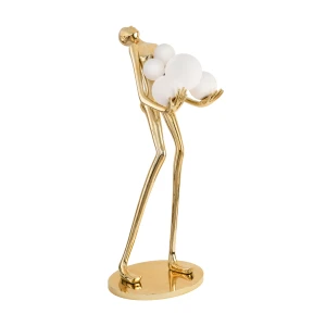 Lampa podłogowa WOMAN 180 cm –  złota figura kobiety z białymi kloszami  F9312 gold Step into Design