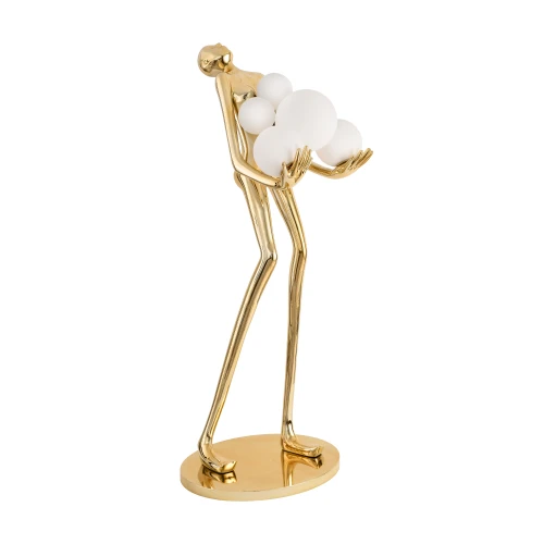 Lampa podłogowa WOMAN 180 cm –  złota figura kobiety z białymi kloszami  F9312 gold Step into Design