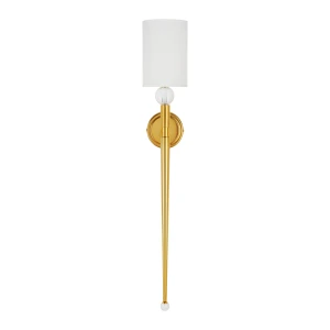 Lampa ścienna DAMA 92 cm-  złoty kinkiet z białym abażurem ST-8436 AGB-CE GOLD Step into Design