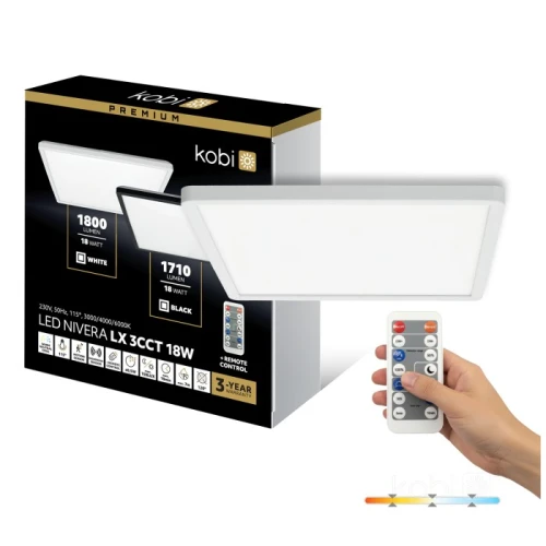 Plafon lampa sufitowa NIVERA kwadratowa biała LED 18W 3CCT czujnik ruchu i zmierzchu IP54 Kobi