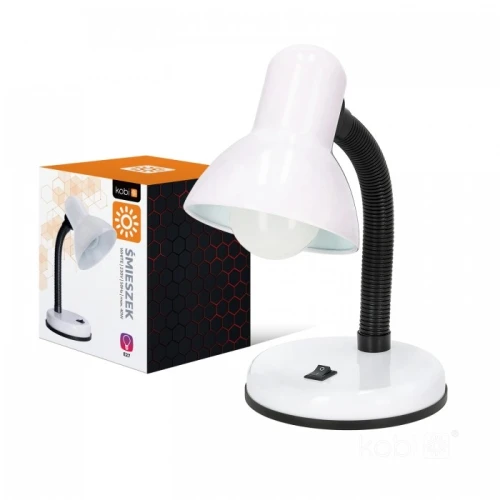 Lampka biurkowa biała z elastycznym ramieniem 1xE27 Kobi