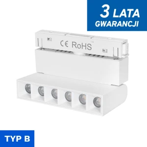 Lampa z diodami do szyn magnetycznych biała łamana 6W 4000K DDCX-GDZD6 - TYP B 1129 DomenoLED