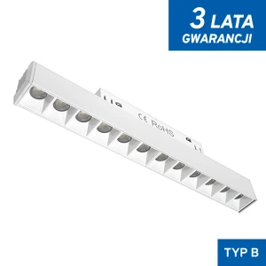 Lampa z diodami do szyn magnetycznych biała 12W 3000K DDCX-GS12-220 - TYP B 1134 DomenoLED