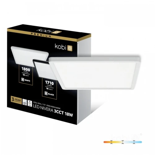 Plafon lampa sufitowa NIVERA kwadratowa biała LED 18W 3CCT IP54 Kobi
