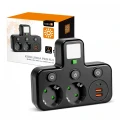 Rozgałęźnik LINEA PRO FL3 2gn+2USB/1USB-C 4000K czarny Kobi