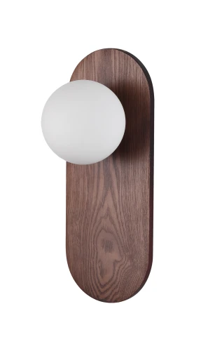 Kinkiet POINT gwint G9 szklany klosz kulka, drewniane elementy W0476 MAXLIGHT