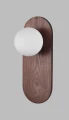 Kinkiet POINT gwint G9 szklany klosz kulka, drewniane elementy W0476 MAXLIGHT