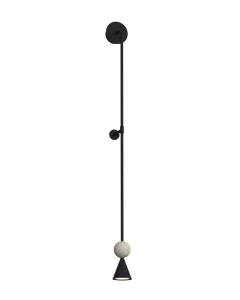 Nowoczesny kinkiet BINGO LED 398LM 3000K 8W czarny z elementem skalnym trawertyn W0447 MAXLIGHT