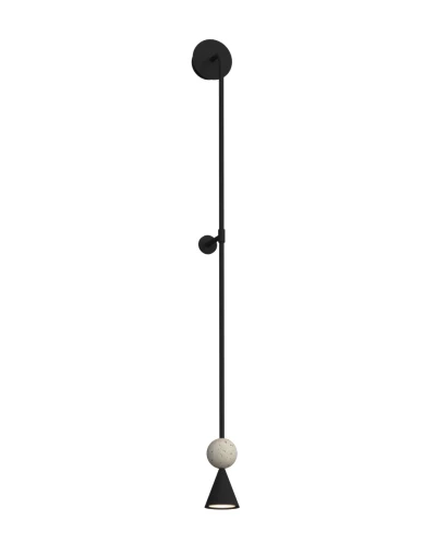 Nowoczesny kinkiet BINGO LED 398LM 3000K 8W czarny z elementem skalnym trawertyn W0447 MAXLIGHT