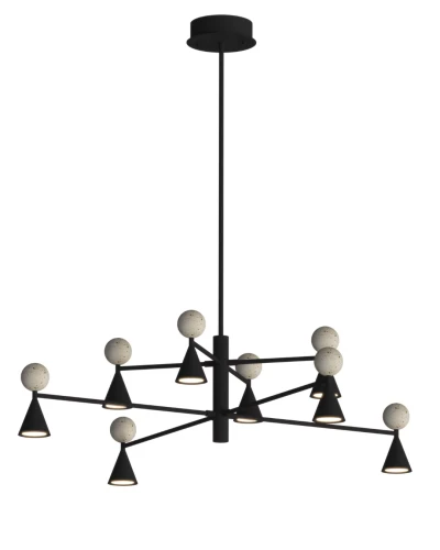 Lampa wisząca BINGO LED 54W czarny żyrandol 2965LM 3000K ozdobne klosze z kulką z  P0685 MAXLIGHT