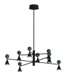 Żyrandol BINGO LED 54W czarny 2965LM 3000K ozdobne klosze z kulką z malechitu P0684 MAXLIGHT