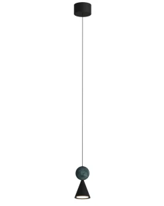 Loftowa lampa wisząca BINGO 11W czarna 398LM 3000K z malechitem P0682 MAXLIGHT