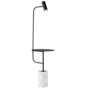 Lampa podłogowa ze stolikiem VINCENT czarna 146 cm ST-7027F black Step into Design