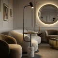Lampa podłogowa ze stolikiem VINCENT czarna 146 cm ST-7027F black Step into Design