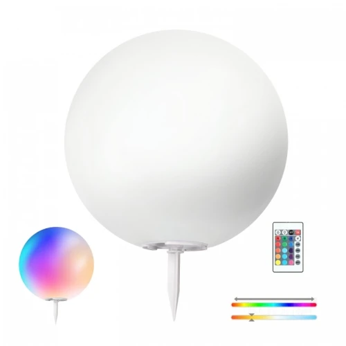 Kula lampa ogrodowa solarna 40cm 5W barwa ciepła + RGB z pilotem