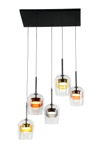 GLAXI lampa wisząca czarny 5x9W GX53 klosz bezb.+dym. br. żółty            35-50434 Candellux