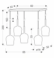 GLAXI lampa wisząca czarny 5x9W GX53 klosz bezb.+dym. br. żółty            35-50434 Candellux