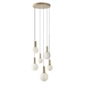 TESTA lampa wisząca talerz beżowy 6x10W G9 klosz biały 36-50915 Candellux