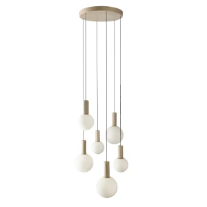 TESTA lampa wisząca talerz beżowy 6x10W G9 klosz biały 36-50915 Candellux