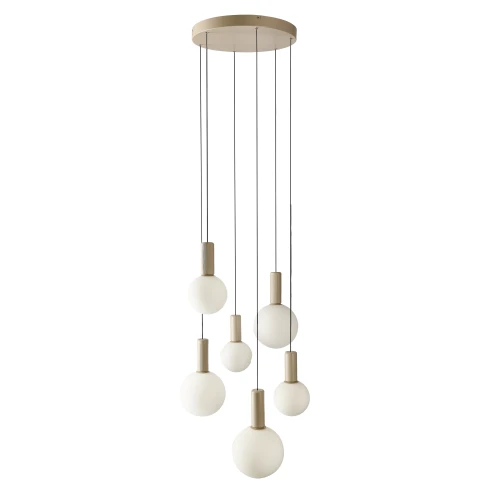 TESTA lampa wisząca talerz beżowy 6x10W G9 klosz biały 36-50915 Candellux