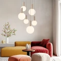 TESTA lampa wisząca talerz beżowy 6x10W G9 klosz biały 36-50915 Candellux