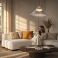 PRESTO 50 lampa wisząca satynowy złoty 1x10W GX53 klosz dymiony+biały 31-51059 Candellux