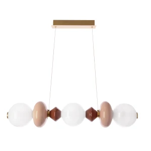 FLORES lampa wisząca mosiężny+brązowy+pomarańczowy poz.20W LED 3000K klosz biały 33-50687 Candellux